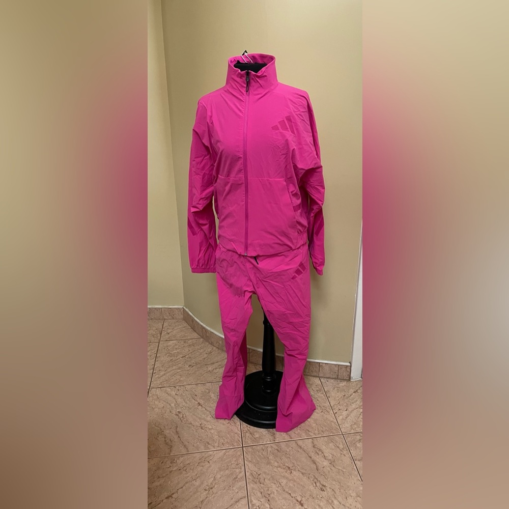 NWT adidas Bold fuchsia Women's Track Suit barrel legs pants  size S - Picture 3 of 14
